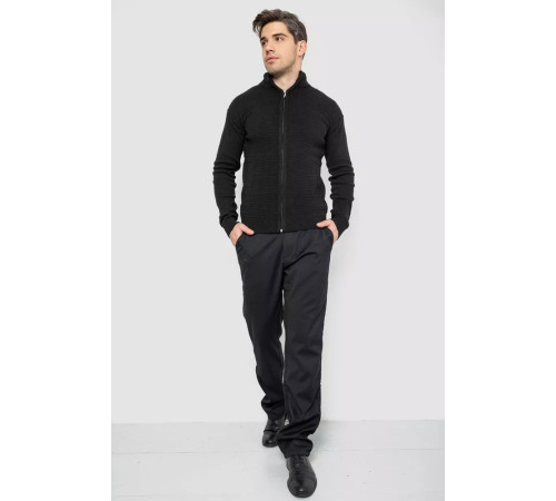 Кофта мужская на молнии с карманами, цвет черный, 161R1053