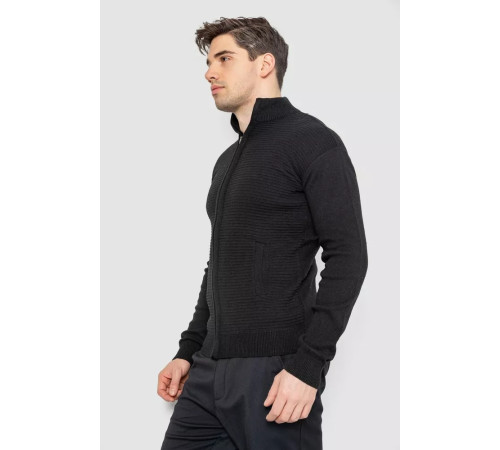 Кофта мужская на молнии с карманами, цвет черный, 161R1053