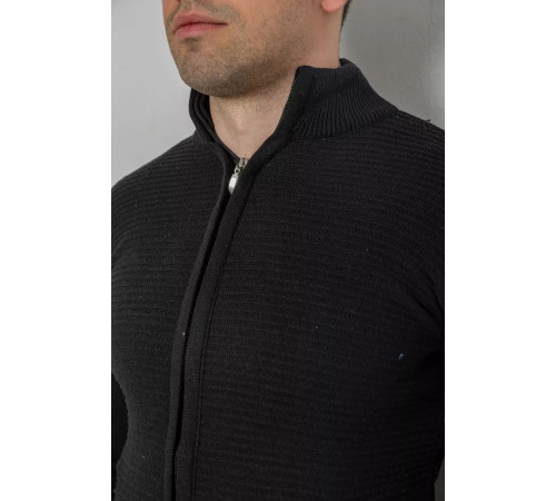Кофта мужская на молнии с карманами, цвет черный, 161R1053