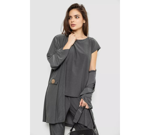 Костюм жіночий трійка класичний, колір хакі, 167R0120