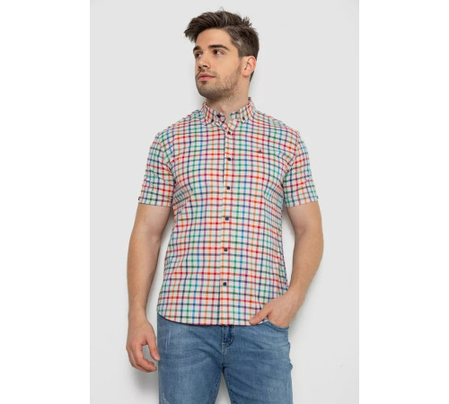 Сорочка чоловіча в клітку, колір молочний, 214R842