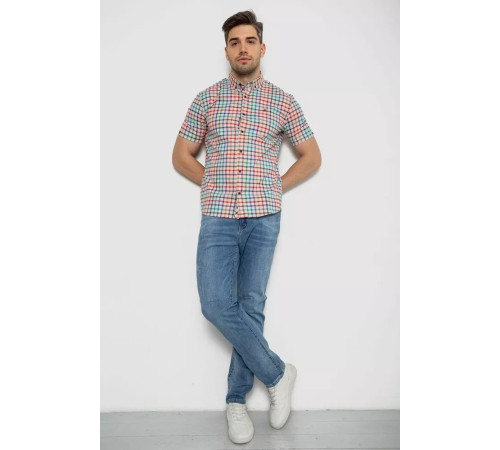 Сорочка чоловіча в клітку, колір молочний, 214R842