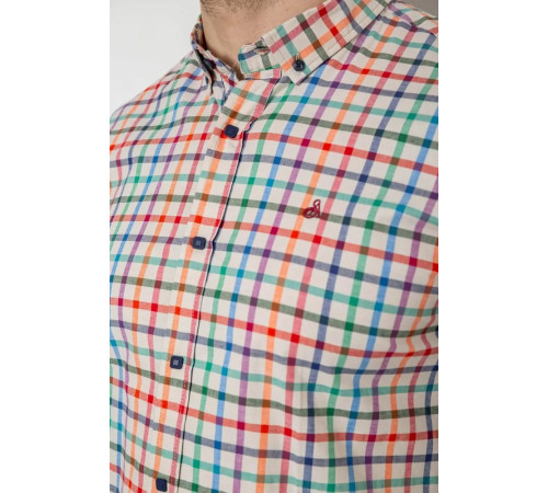 Сорочка чоловіча в клітку, колір молочний, 214R842