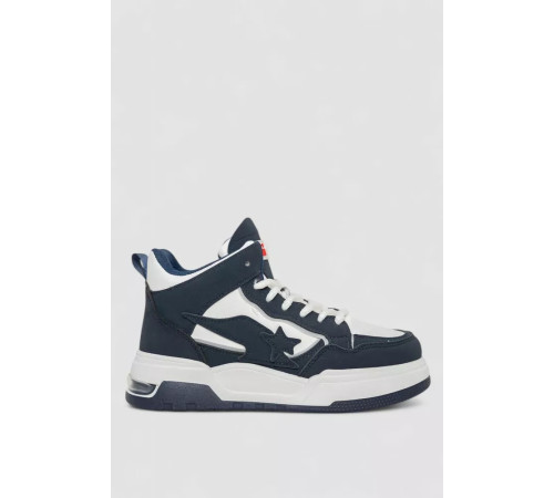 Кросівки жіночі на хутрі, колір синьо-білий, 243R106-1