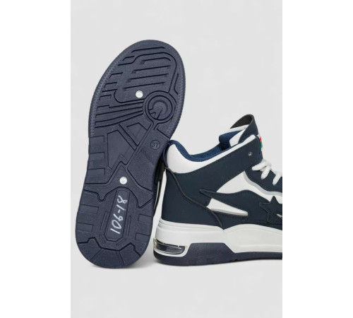 Кросівки жіночі на хутрі, колір синьо-білий, 243R106-1