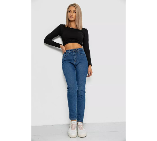 Джинси жіночі Mom-fit стрейч, колір синій, 244R1152