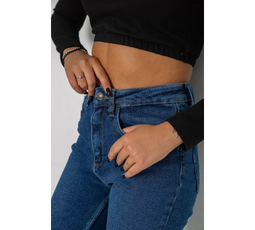 Джинси жіночі Mom-fit стрейч, колір синій, 244R1152