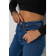 Джинси жіночі Mom-fit стрейч, колір синій, 244R1152