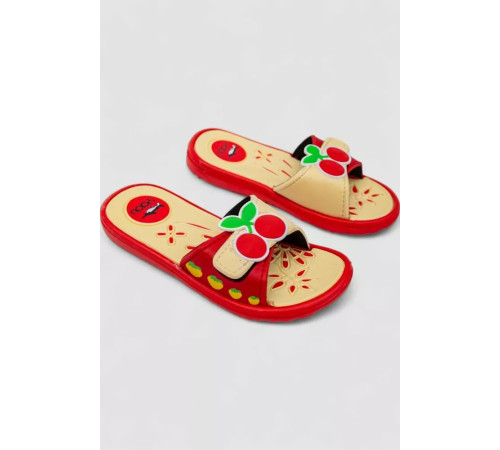 Шльопанці дитячі для дівчаток, колір червоно-бежевий, 243R6009b-17A