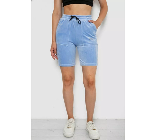Шорти жіночі велюрові, колір блакитний, 238R58169-2