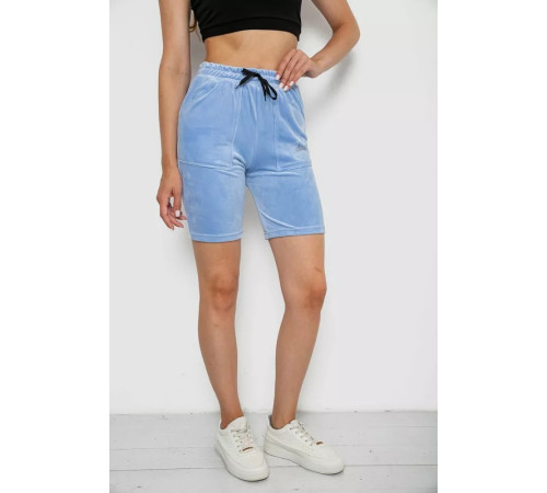 Шорти жіночі велюрові, колір блакитний, 238R58169-2