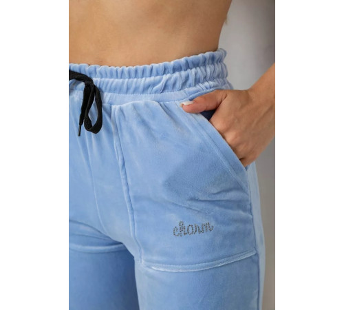 Шорти жіночі велюрові, колір блакитний, 238R58169-2