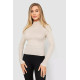 Водолазка женская в рубчик, цвет светло-бежевый, 214R91306.