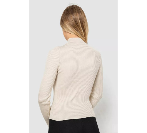 Водолазка женская в рубчик, цвет светло-бежевый, 214R91306.