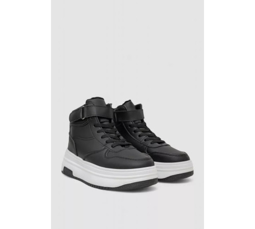 Кроссовки женские зимние на меху, цвет черно-белый, 248RAM04