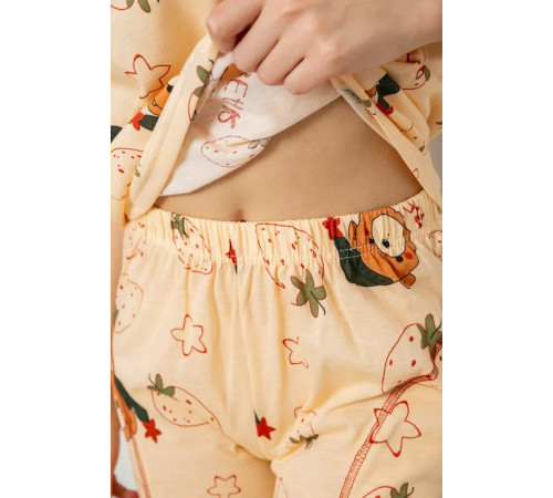 Піжама жіноча з принтом, колір бежевий, 243R6018-P31