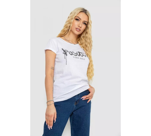 Футболка жіноча з принтом, колір білий, 244R2212
