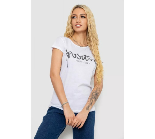 Футболка жіноча з принтом, колір білий, 244R2212
