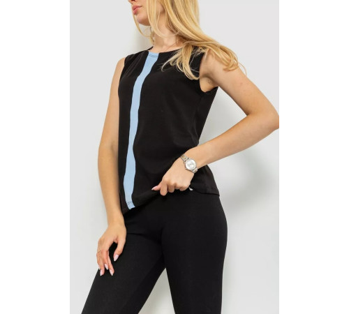 Женская майка повседневная, цвет черно-голубой, 102R338