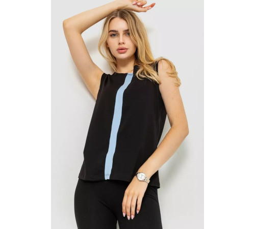 Женская майка повседневная, цвет черно-голубой, 102R338