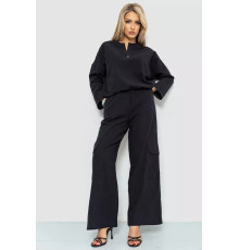 Костюм женский свободного кроя жатка, цвет черный, 115R0530