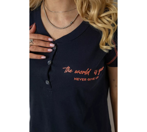 Піжама жіноча з принтом, колір синій, 243R0004-P18