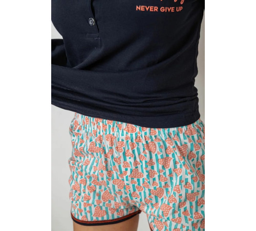 Піжама жіноча з принтом, колір синій, 243R0004-P18