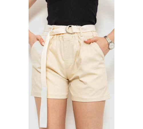 Шорты женские с ремнем, цвет светло-бежевый, 214R639.