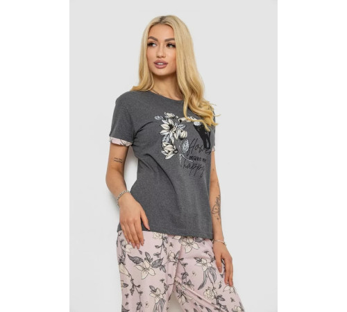 Женская пижама с принтом, цвет серо-пудровый, 243R9248