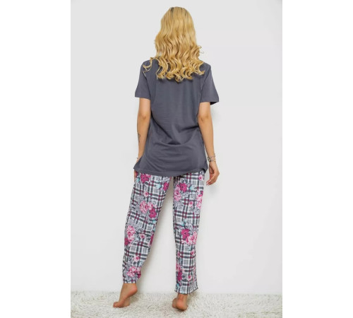 Піжама жіноча з принтом, колір сірий, 243R10367