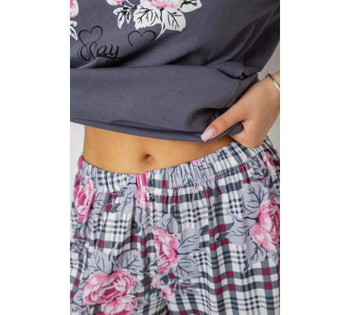 Піжама жіноча з принтом, колір сірий, 243R10367