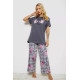 Піжама жіноча з принтом, колір сірий, 243R10367
