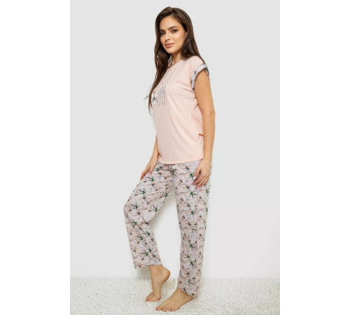 Пижама женская с принтом, цвет персиковый, 243R2080.