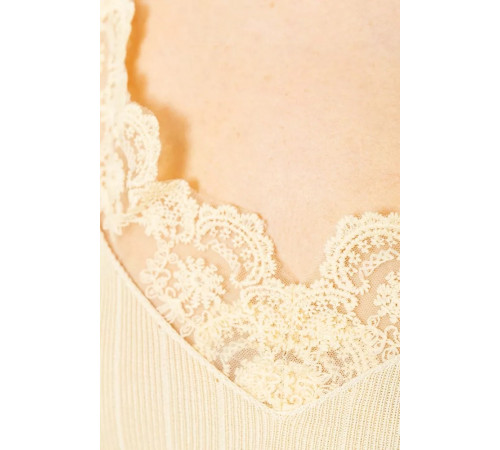 Женская майка нарядная в рубчик, цвет светло-бежевый, 204R021