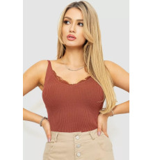 Женская майка в рубчик, цвет коричневый, 204R020-1