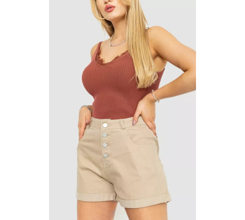 Майка жіноча в рубчик, колір коричневий, 204R020-1