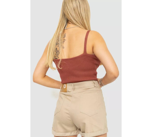 Майка жіноча в рубчик, колір коричневий, 204R020-1