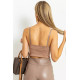 Топ из искусственной кожи, цвет бежевый, 176R1045-2.