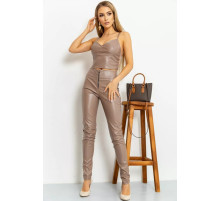 Топ зі штучної шкіри, колір бежевий, 176R1045-2