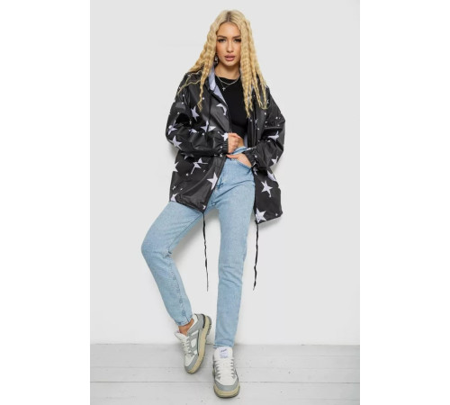 Вітровка жіноча з капюшоном, колір чорний, 238R102-4