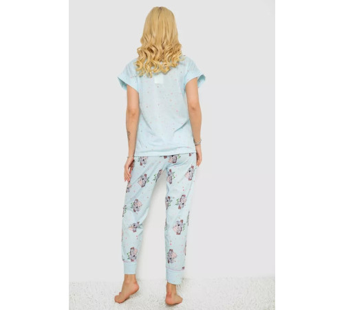 Піжама жіноча з принтом, колір блакитний, 243R6011