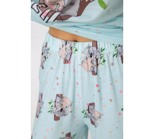 Піжама жіноча з принтом, колір блакитний, 243R6011