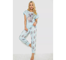 Женская пижама с принтом, цвет голубой, 243R6011
