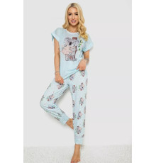 Піжама жіноча з принтом, колір блакитний, 243R6011