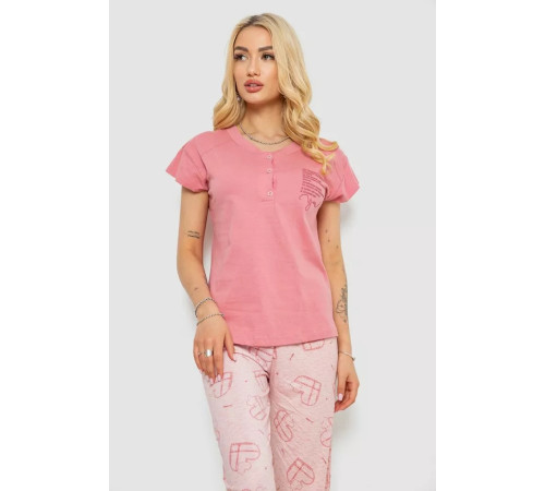 Женская пижама с принтом, цвет пудровый, 243R004-P4