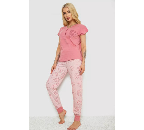 Женская пижама с принтом, цвет пудровый, 243R004-P4