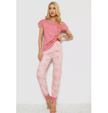 Піжама жіноча з принтом, колір пудровий, 243R004-P4