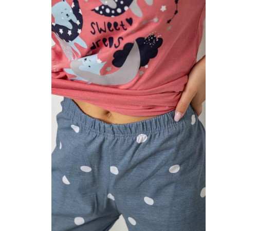 Женская пижама с принтом, цвет пудровый, 243R9254