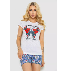 Женская пижама с принтом, цвет белый, 243R3049-1