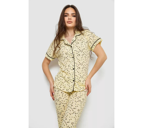 Жіноча піжама з принтом, колір жовтий, 243R7142